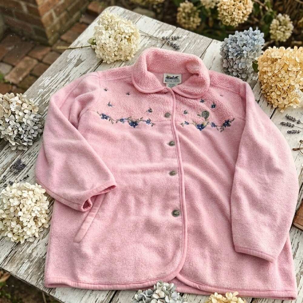 Vintage Northern Reflections Pink Floral Fleece Jacket